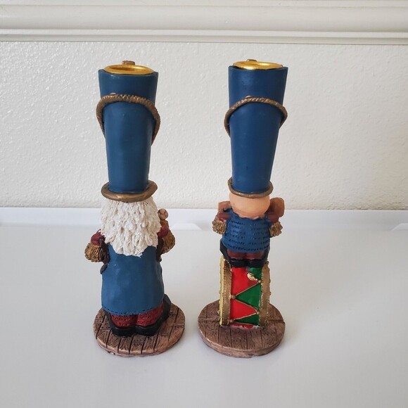 Christmas Candle Holders 7 " Tall Resin set of 2 Solider Drummer Candle Holders - Picture 10 of 11